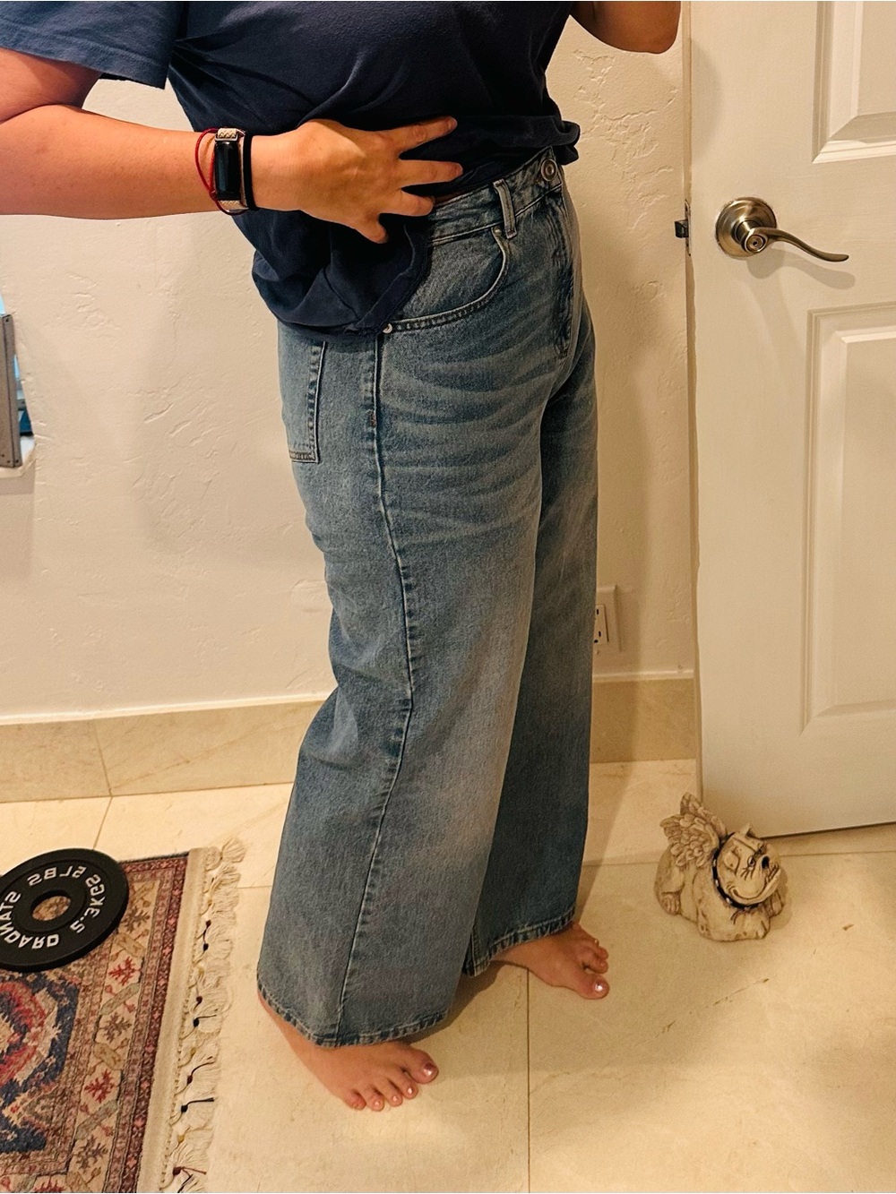 Gianni Bini High-Rise Wide Leg Denim Jeans - Blue Size 30